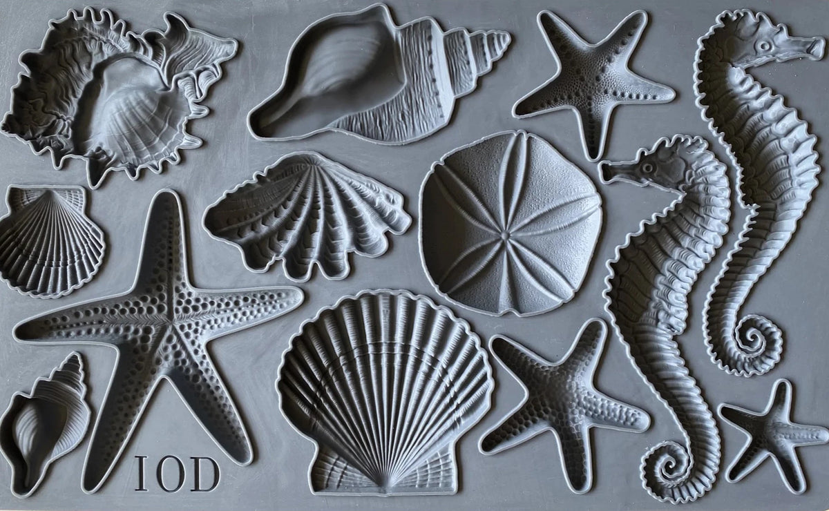 Merihevonen ja simpukat - SeaShell silikonikoristemuotti.