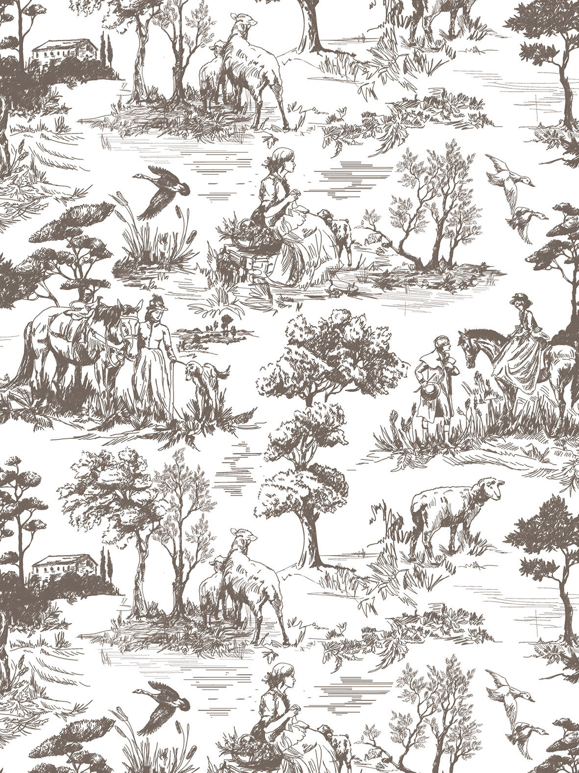 English Toile sepia - transfer image