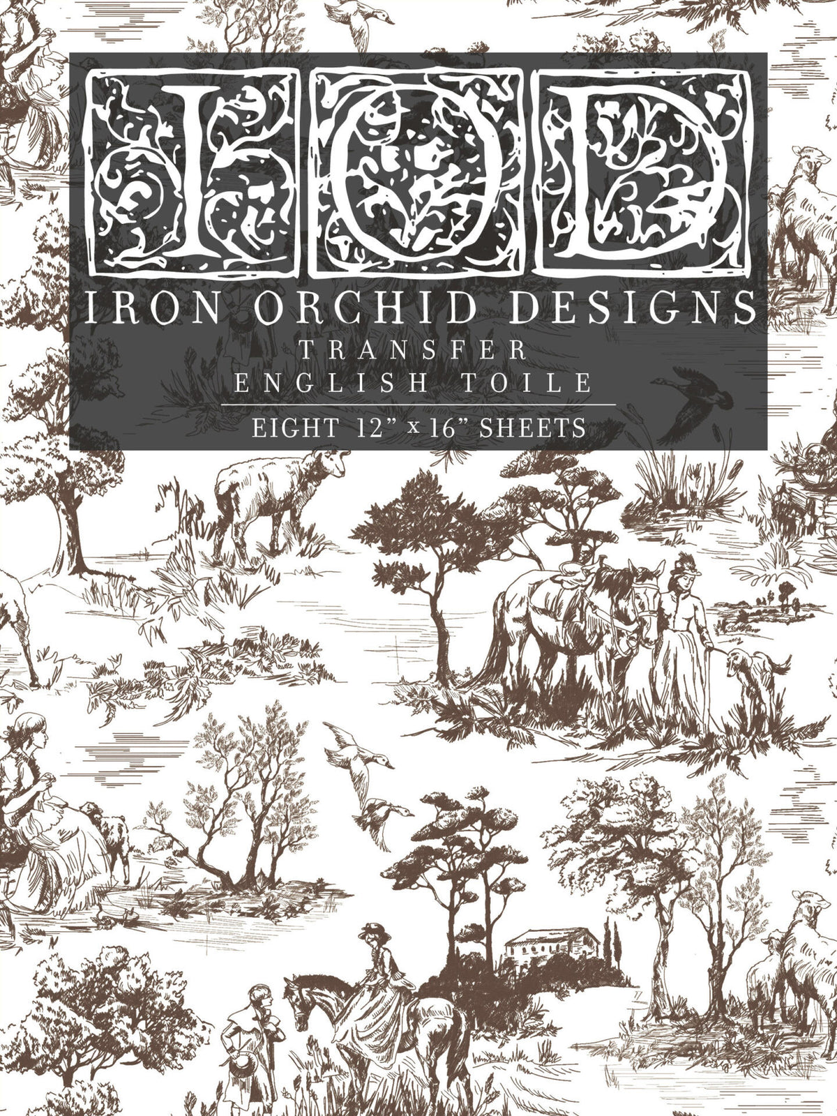 English Toile sepia - transfer image