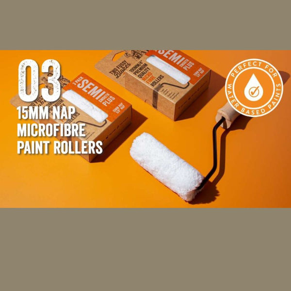 15mm - Semi Smooth Plus, 10 cm leveä - Mikrokuiturulla 3 pakkaus - Maalaustarvikkeet - Frenchic Paint Finland