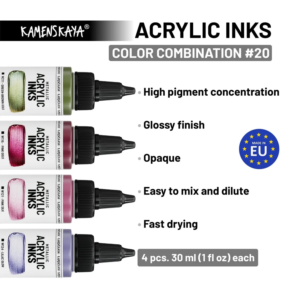LUONNONSÄVYT akryylimustepakkaus I 4 X 30ml I Kamenskaya-Frenchic Paint Finland