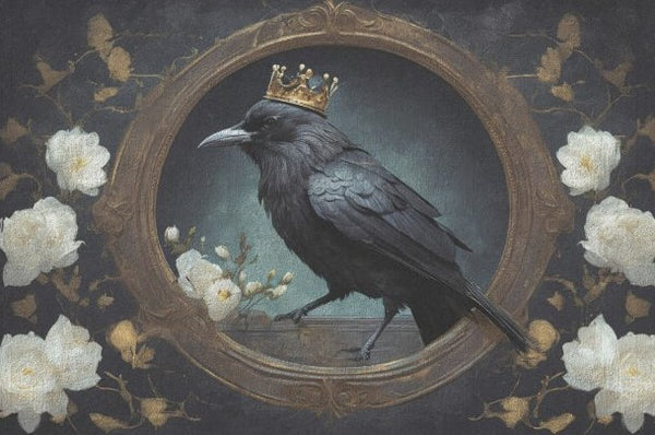 Korppi ja kultainen kehys - yksittäiset decoupage taidearkit-degoupage-Frenchic Paint Finland