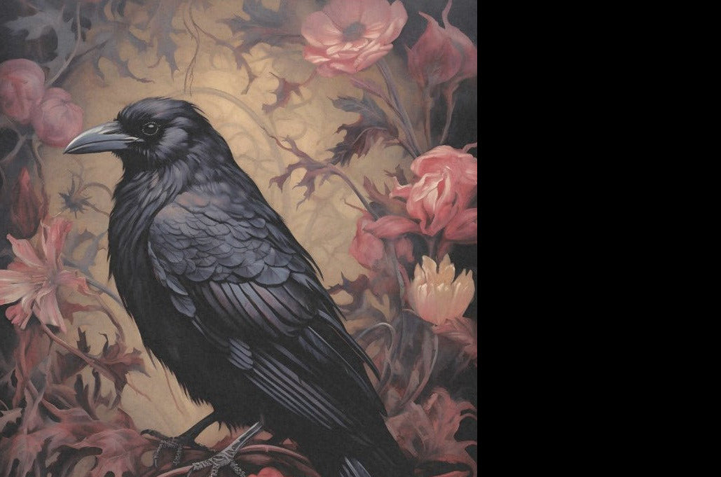 Raven and red roses - individual decoupage art sheets