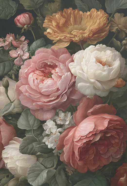 Pioni ja ruusu - yksittäiset decoupage taidearkit.