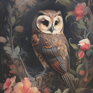 Pöllö ja punaiset ruusut - yksittäiset decoupage taidearkit-degoupage-Frenchic Paint Finland