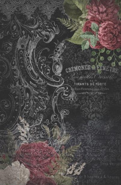 Punaiset ruusut mustalla pohjalla taide decoupage frenchic. 