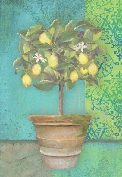 Lemon tree in a pot turquoise - individual decoupage sheets