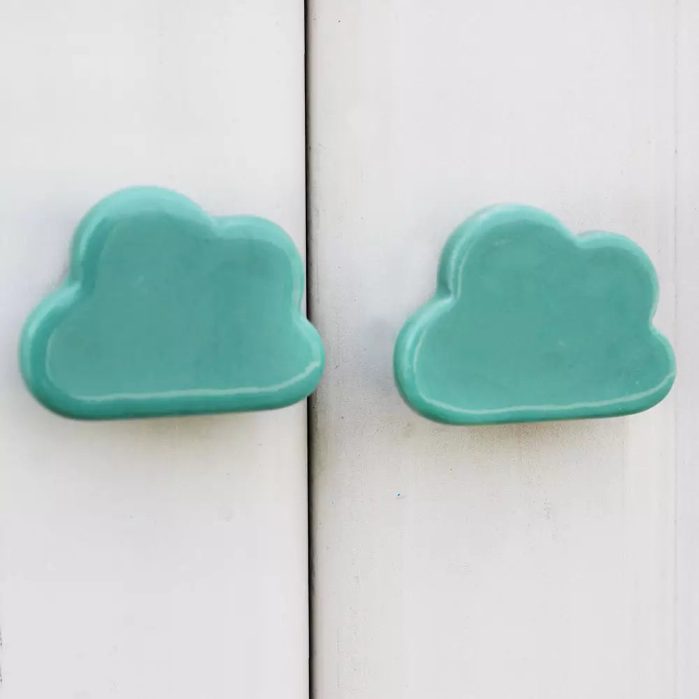 Cloud ceramic knob - turquoise