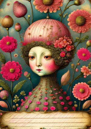 Tyttö surrealistinen - yksittäiset decoupagearkit - degoupage - Frenchic Paint Finland