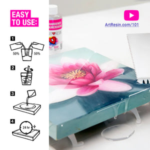 Tämä ArtResin aloituspaketti sisältää kaiken, mitä tarvitset ArtResin-epoksin käytön aloittamiseen ja on aloittelijaystävällinen paketti kaikille, jotka ovat valmiita tutustumaan laadukkaaseen artesaani epoksiin.