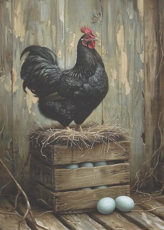 Kana ja kananmunat - yksittäiset decoupage taidearkit Frenchic.