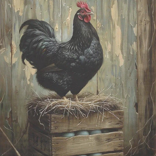 Kana ja kananmunat - yksittäiset decoupage taidearkit Frenchic.