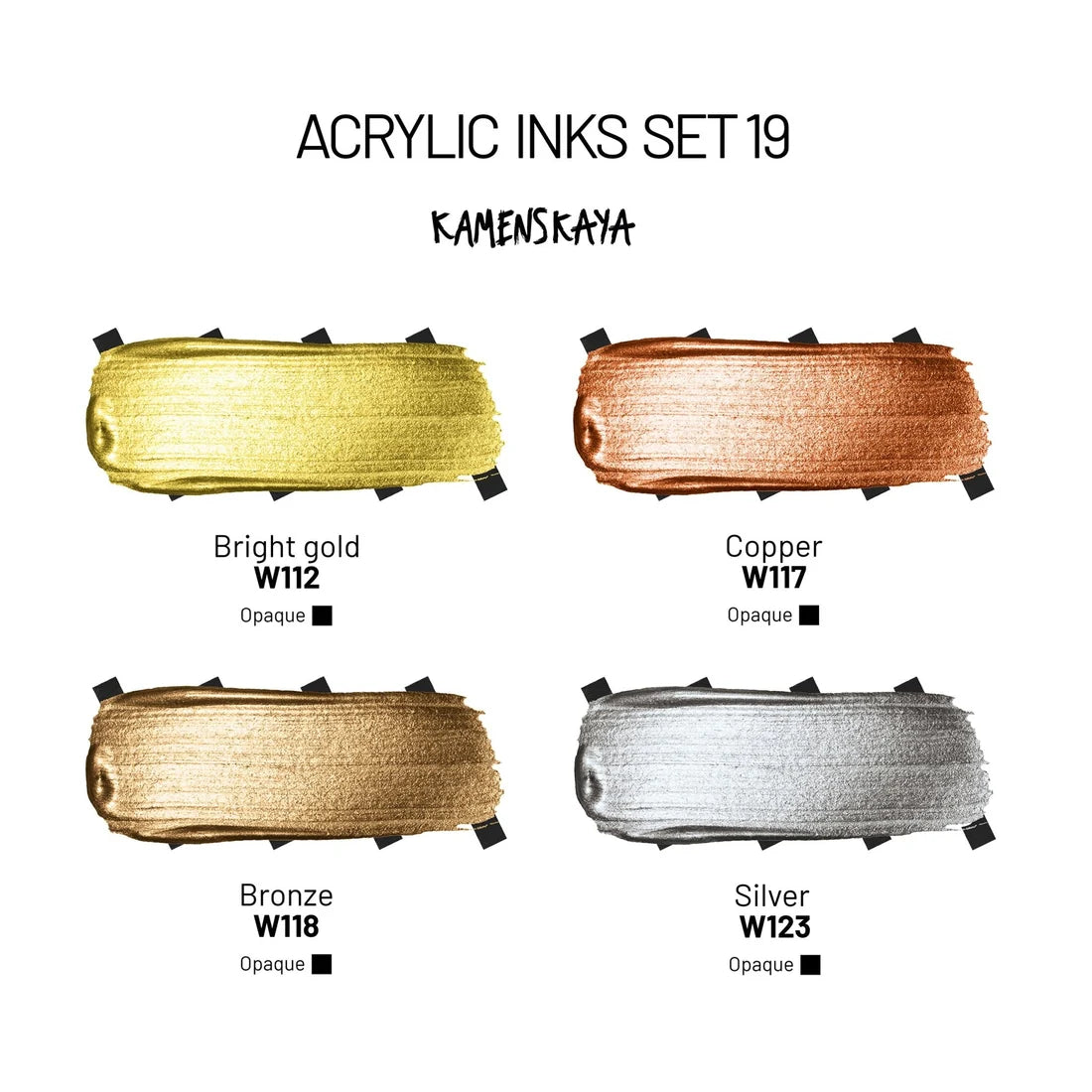 METALLICS akryylimustepakkaus I 4 X 30ml I Kamenskaya-Frenchic Paint Finland