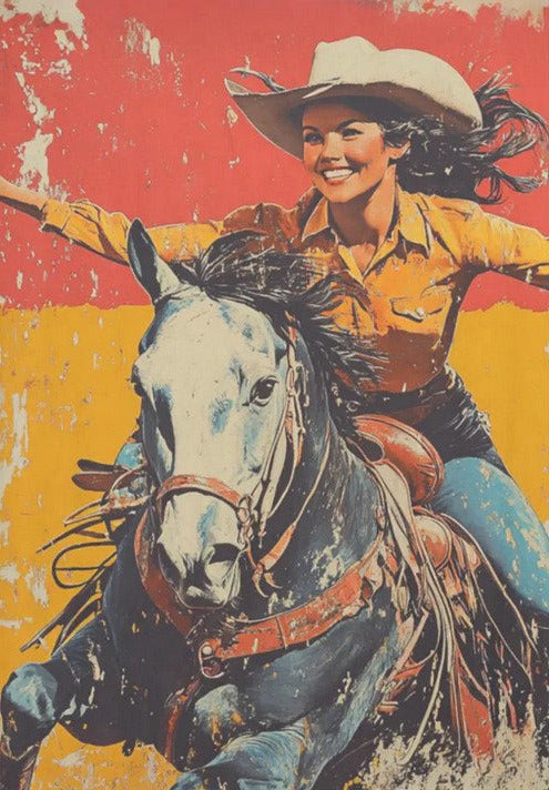 Tyttö ratsastaja - yksittäiset decoupage taidearkit Frenchic.