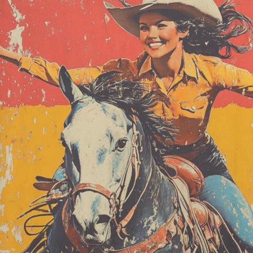 Tyttö ratsastaja - yksittäiset decoupage taidearkit Frenchic.