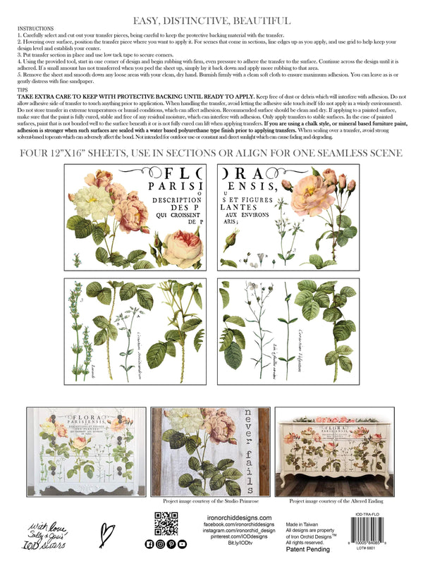 Vaaleat ruusut- Flora Parisiensis siirtokuva - Siirtokuva - Frenchic Paint Finland