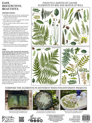Saniaiset - Fronds Botanical siirtokuva - Siirtokuva - Frenchic Paint Finland